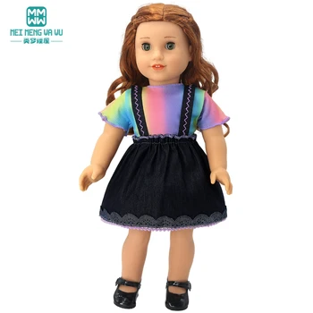  Bábika oblečenie pre 45 cm american doll Móda Rainbow T-Shirt Podväzkové Sukne darček pre dievčatá