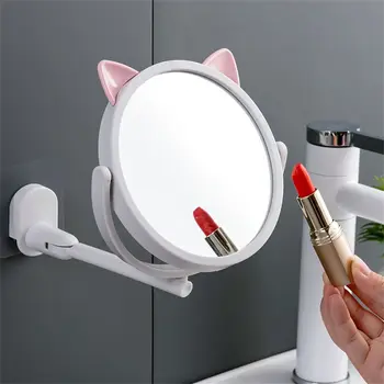  Kreatívne Nastaviteľné Módy Č dierovanie na Stenu Mačka Ucho Kozmetické Zrkadlo Kúpeľňa make-up Zrkadlo